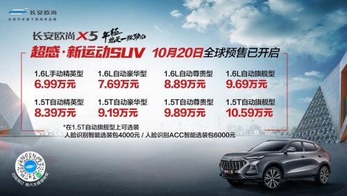 长安欧尚X5正式开启全球预售，预售价6.99-10.59万元